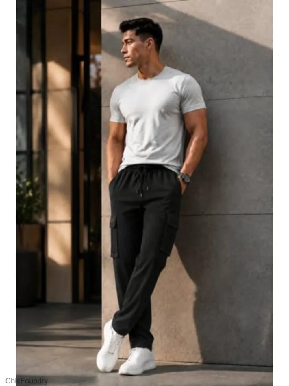 Men's Cargo Pants Drawstring Elastic Waist Multi Pockets Lightweight Joggers